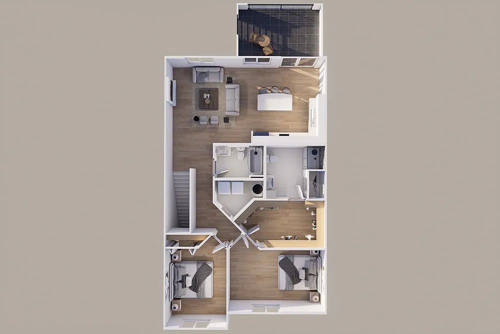 Floor plan Upper - Front View - 2 Stall