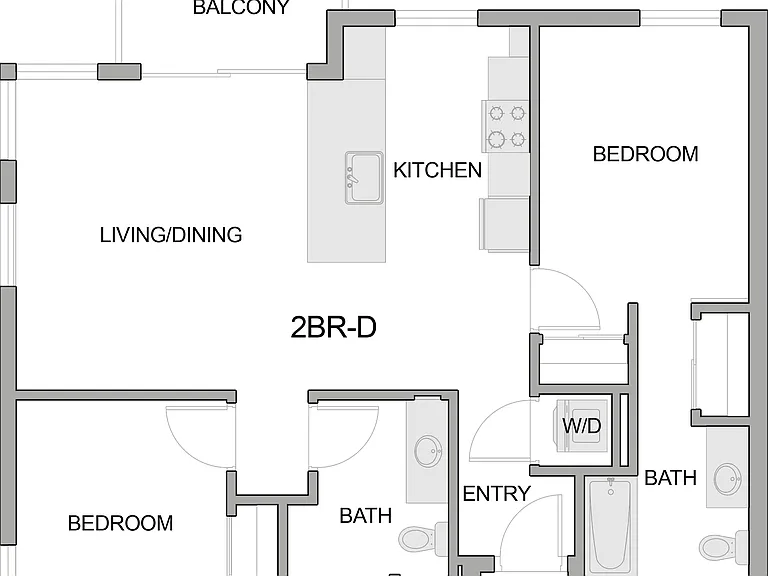 2D Floor Plan Rendering of a Two-Bedroom Apartment 2D Floor Plan Rendering of a Two-Bedroom Apartment