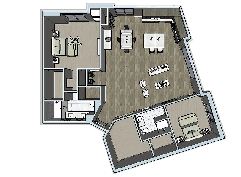 Floor plan 2 Bed / 2 Bath With Office - Lake View