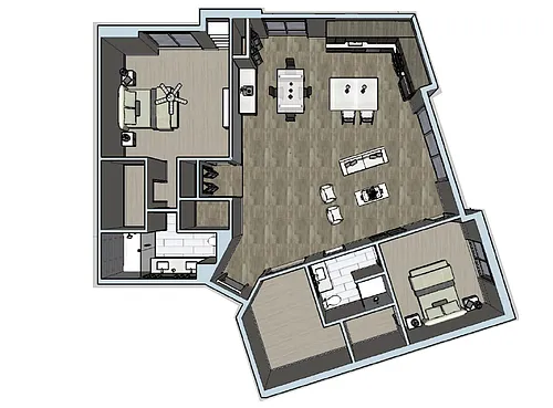 Floor plan 2 Bed / 2 Bath With Office - Lake View