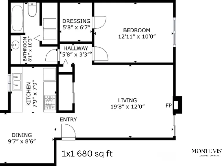 1x1 l 680 sq ft l Monte Vista 1x1 l 680 sq ft l Monte Vista