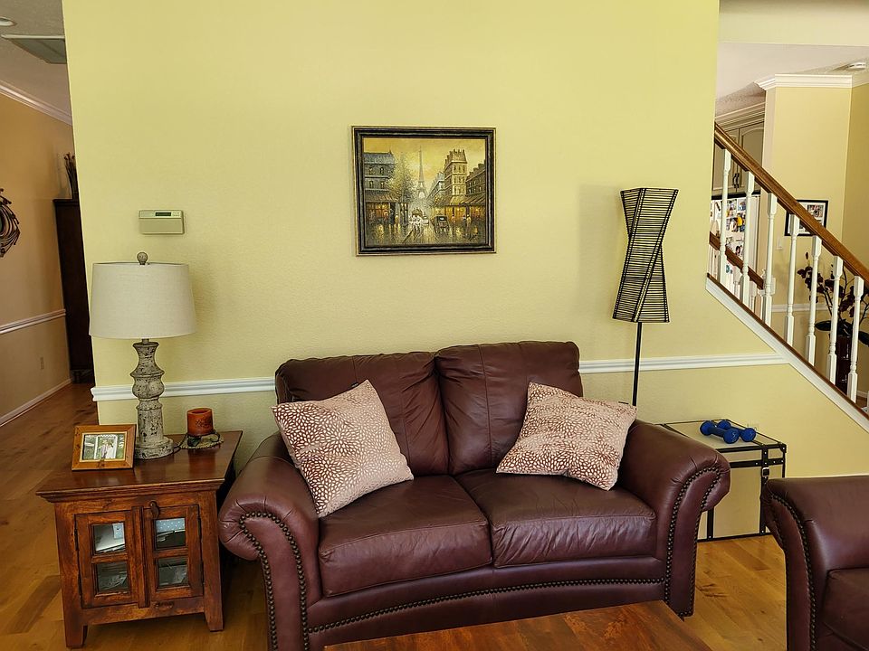 Leather love seat.