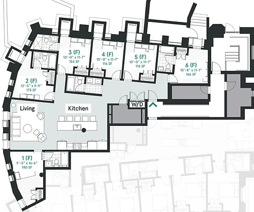 Floor plan Private Bath - 6 Person Cellar Suite