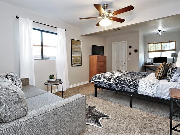 Fully furnished bedrooms with Queen sized memory foam beds. Master has a couch and walk in closet. Furnished as you see!
