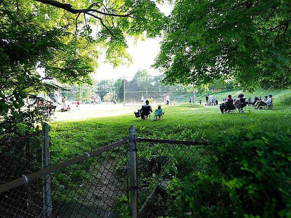 Yard abuts Mayer Field!