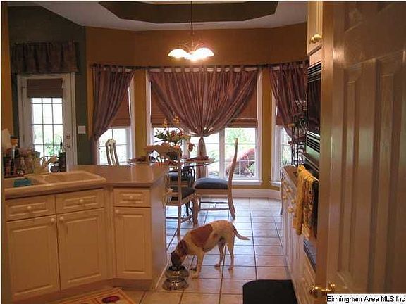 Kitchen has dining area, bay window, trey ceiling, pantry and more.