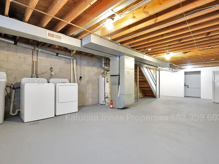 Clean dry basement with washer, dryer and water softener