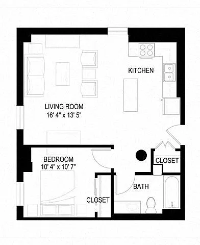 Floor plan 1 BR - B