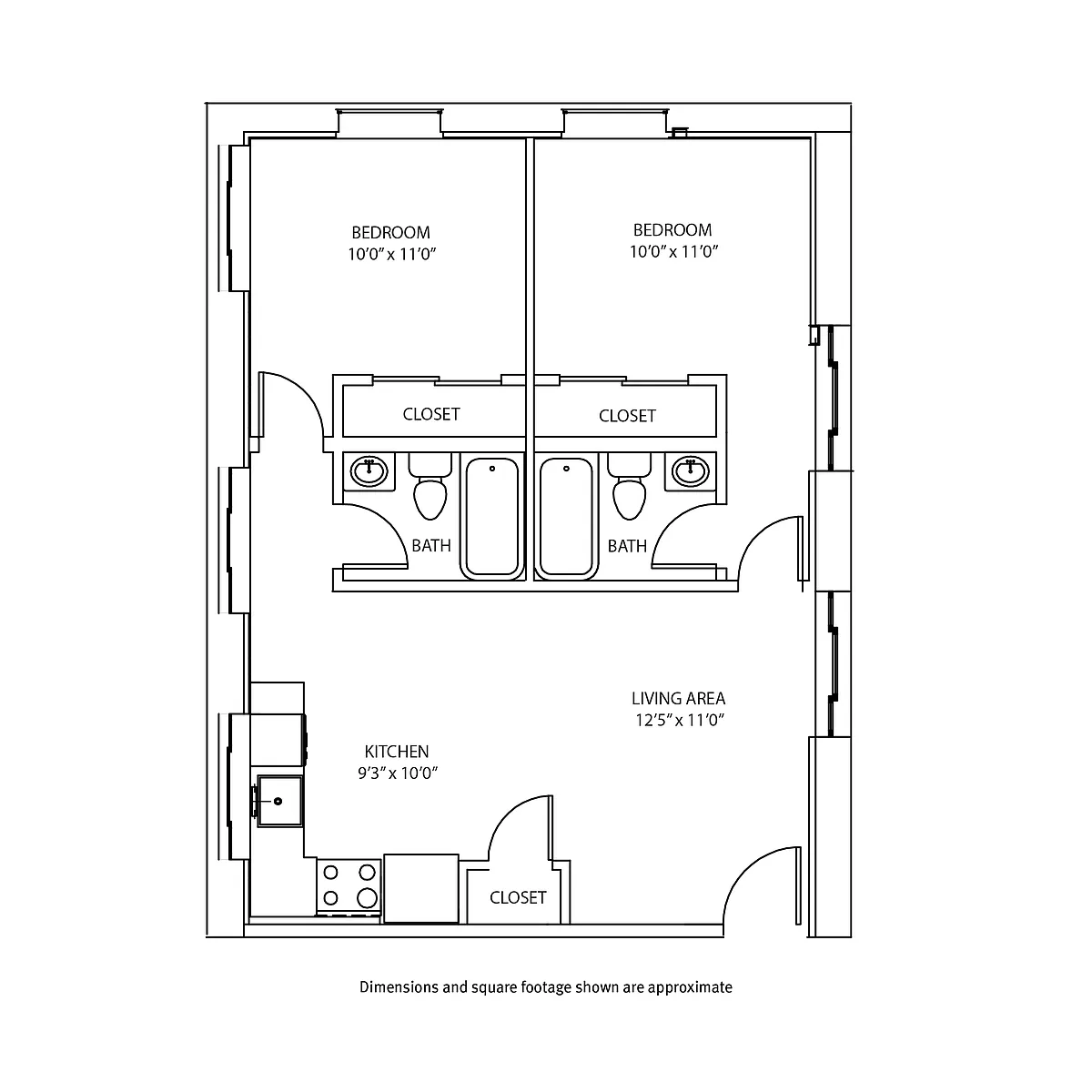 Floor plan 2 Bedroom, 2 Bath
