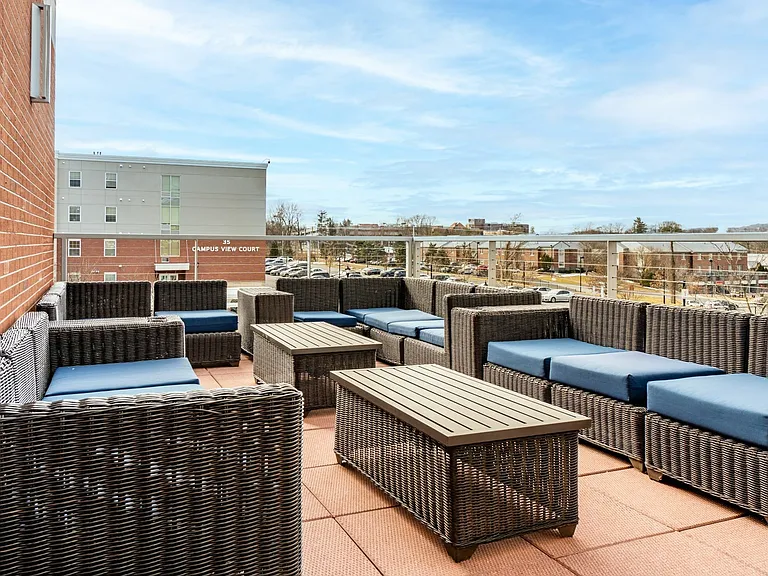 A modern lounge designed for connection and comfort.