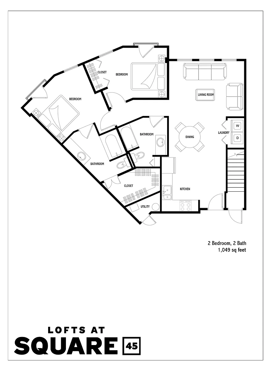 Floor plan 2 Bed 2 Bath