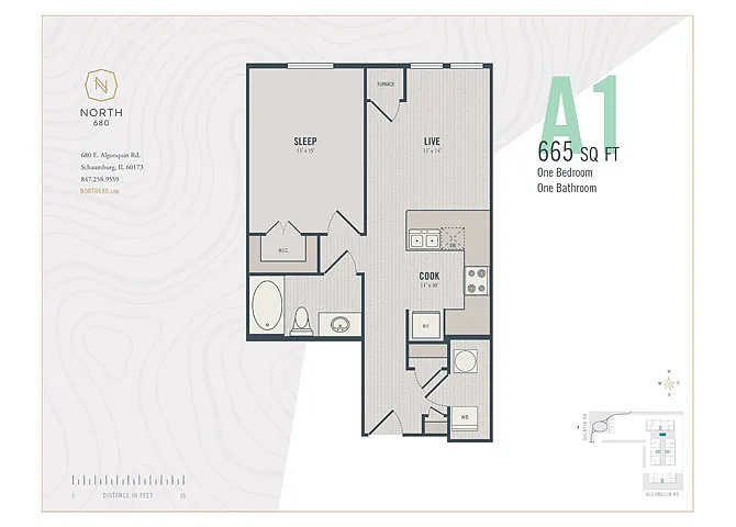 Floor plan A1 - One Bedroom