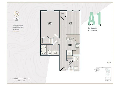 Floor plan A1 - One Bedroom