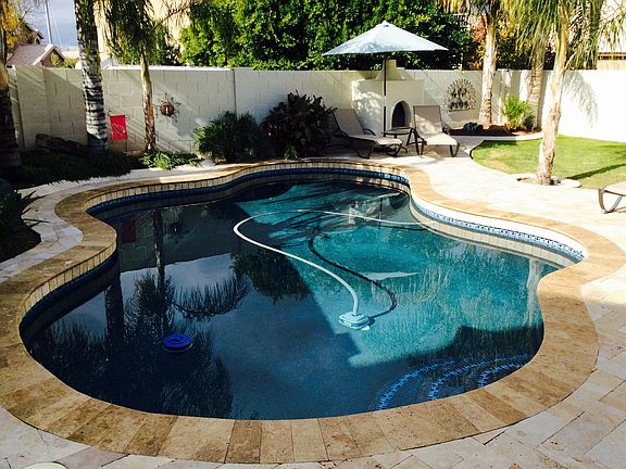 Travertine and Pebble Pool
