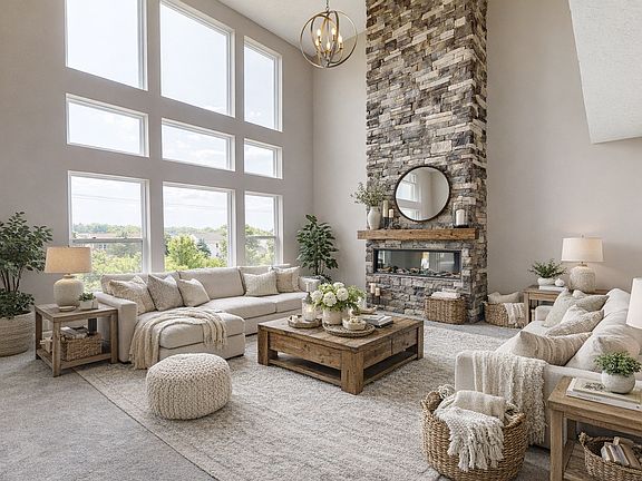 Two-Story Great Room with a Wall of Windows