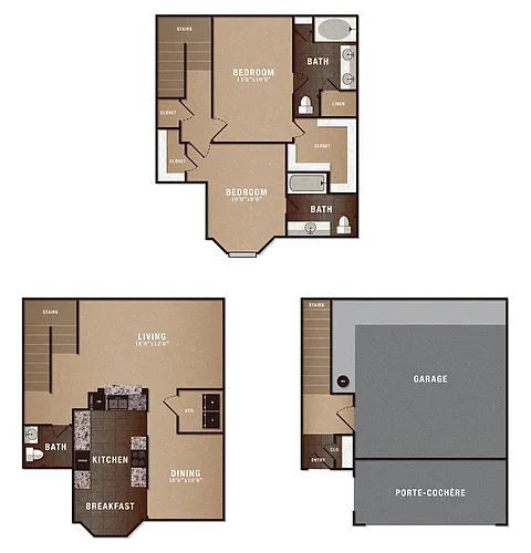 Floor plan B4 Townhome 2x2.5