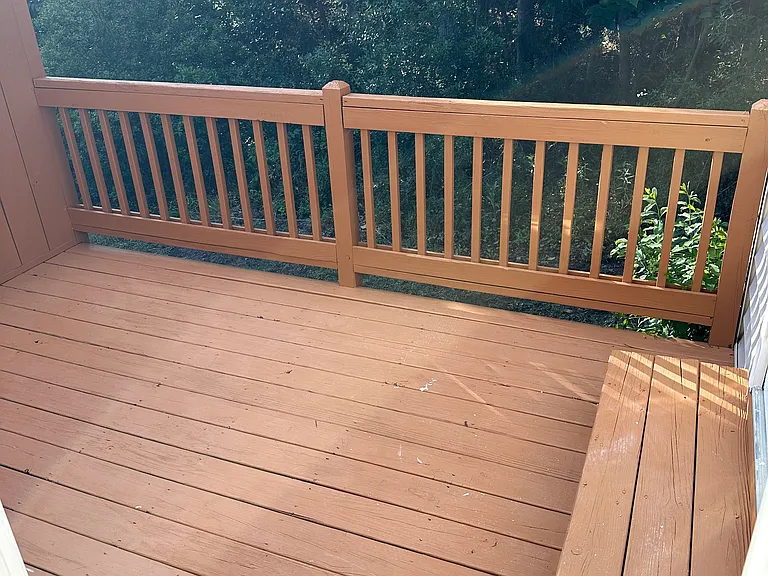 Deck/back yard -full privacy due to wooded yard.