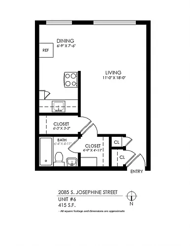 Floor plan Studio, Very Low Income Restricted