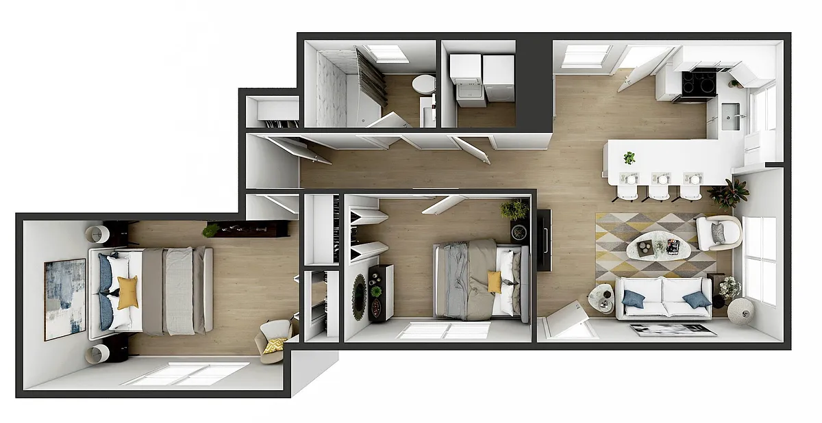 Floor plan 2 Bed x 1 Bath - Atlantic Place