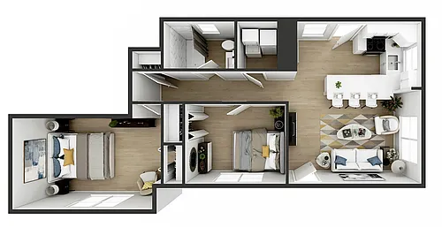 Floor plan 2 Bed x 1 Bath - Atlantic Place