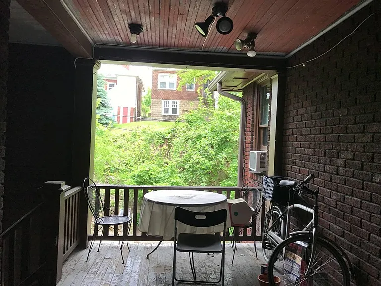 Relaxing back porch, perfect for morning coffee