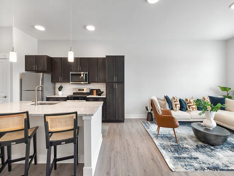 Bright living room attached with Kitchen