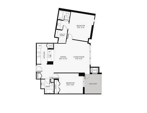 Floor plan 2 Bed/2 Bath-2B Oyama