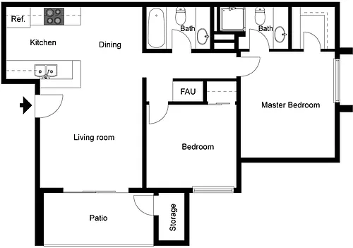 Floor plan 2 Bedroom 2 Bath
