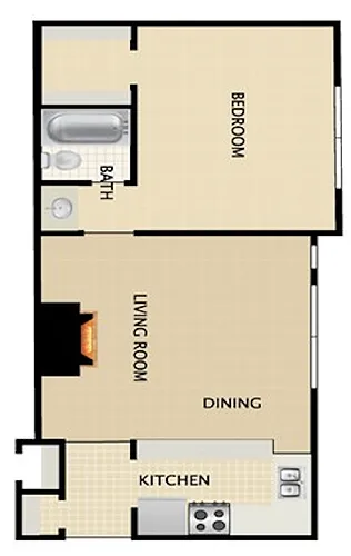 Floor plan 1 BEDROOM 1 BATH 562 sq. ft