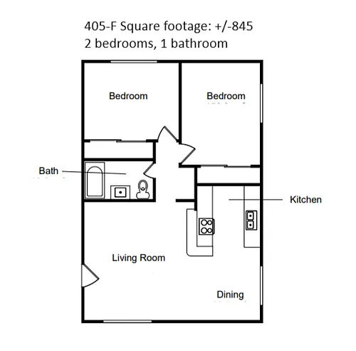 Floor plan 2 Bed 1 Bath