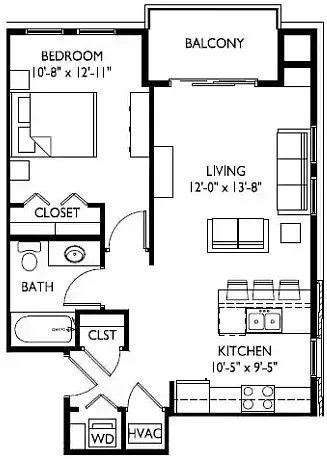 Floor plan One Bedroom B-1