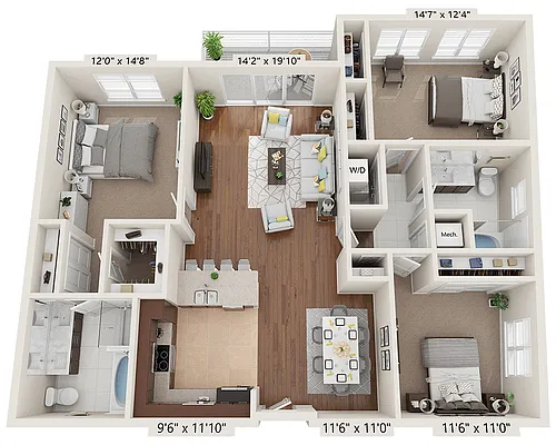 Floor plan Three Bedroom C2
