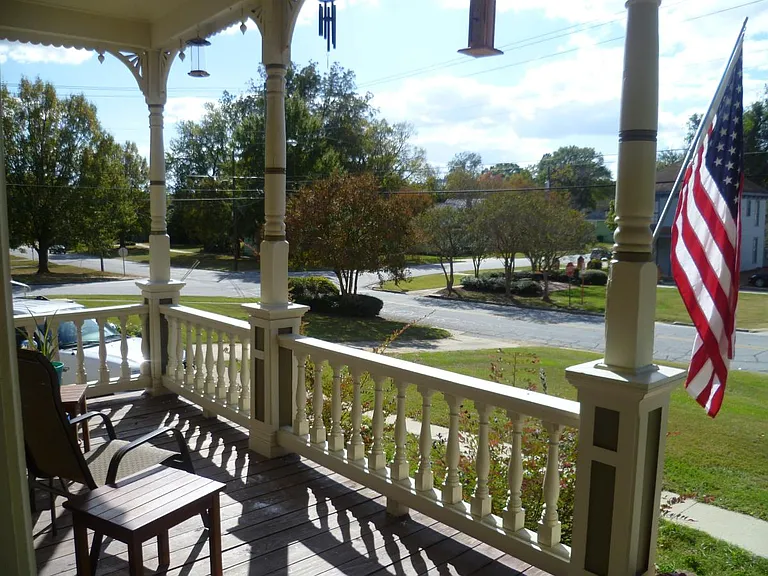 Enjoy your morning coffee with this lovely view of the Uptown Historic District!