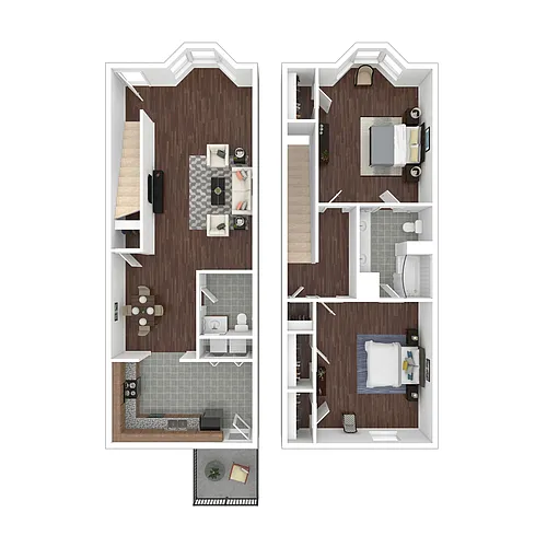 Floor plan 2 Bedroom Townhome