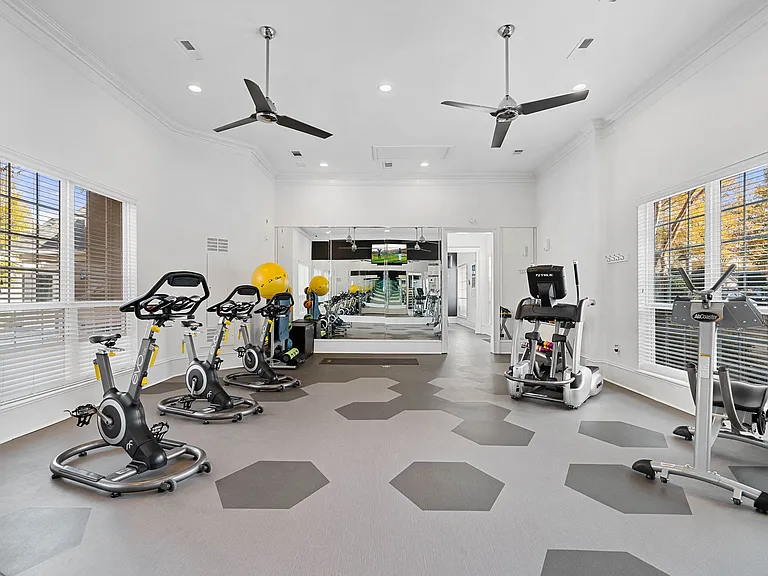 Elite fitness center with weights and cardio equipment at Hawthorne at the Carlyle in Greenville, SC