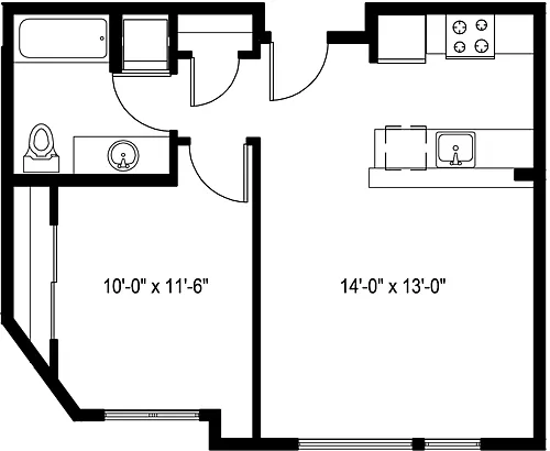 Floor plan 1 Bedroom A