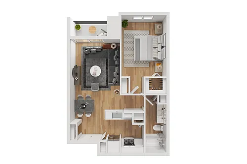 Floor plan 1BD, 1BTH A1