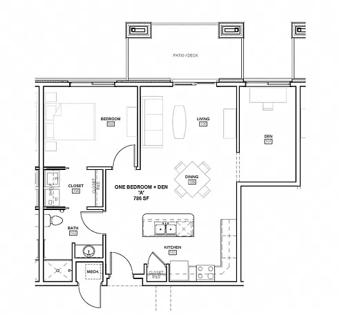 Floor plan 1 Bed with Den