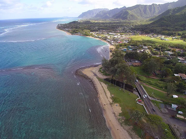 Hauula. Blue Water, White Sand and Lush Rainforest.