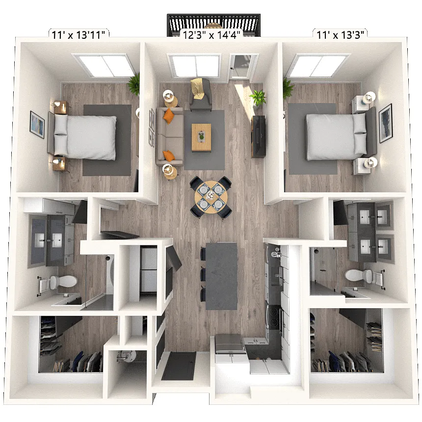 Floor plan B4 2x2 1180 SF-FP