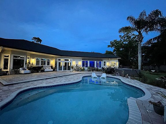 pool at dusk