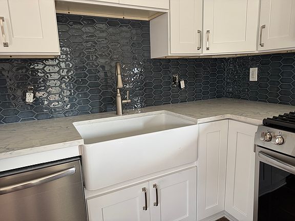 quartz countertop with a modern tile update