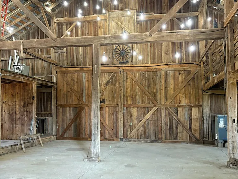 The 1825 event barn - kitchen on the left