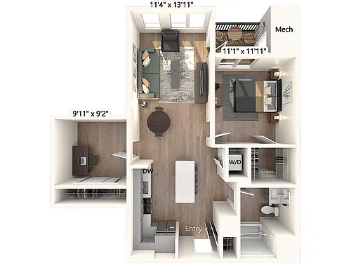 Floor plan A1D-854sf