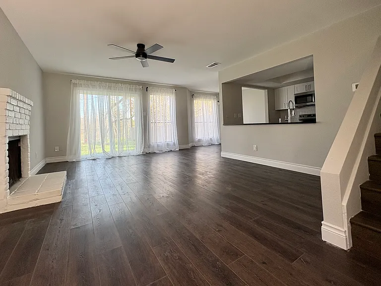 Living area with fireplace
