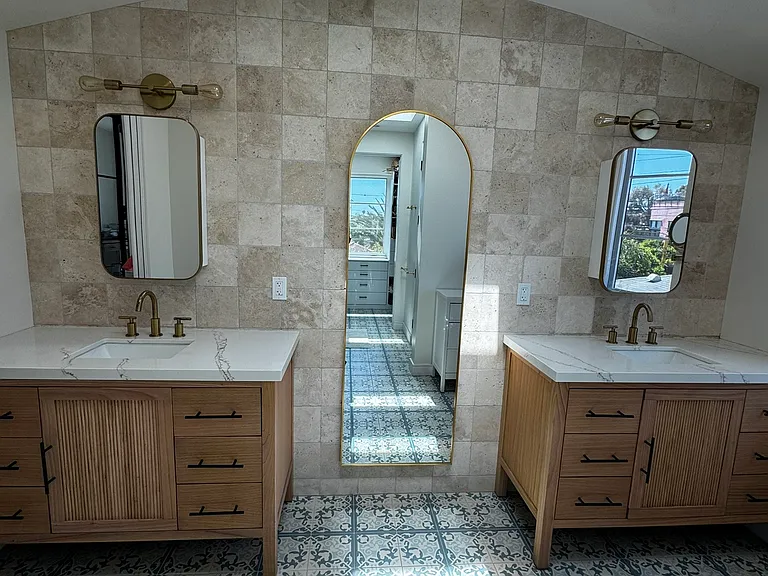 Primary bath features double vanities