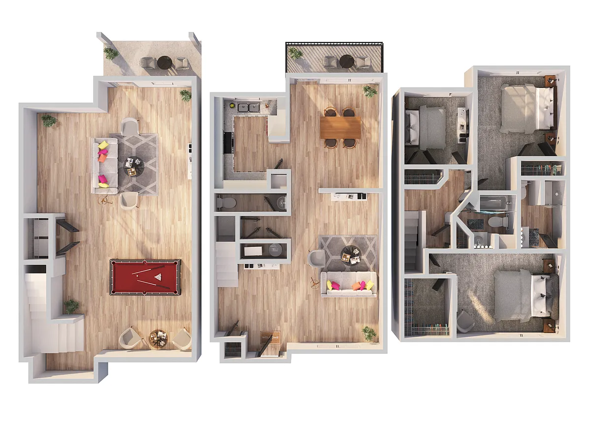 Floor plan 3 Bedroom 2.5 Bathroom with Basement