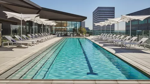 Pool and Sundeck - Sentral Beverly Hills Apartments - Los Angeles, CA - Sentral Beverly Hills