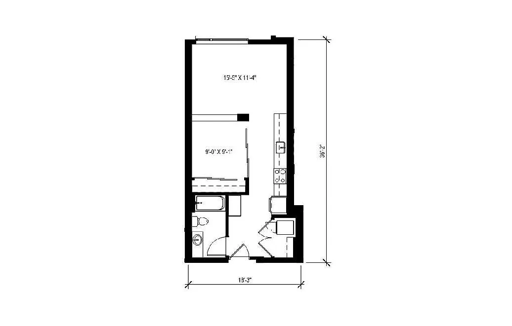Floor plan Urban 1 Bedroom - U14