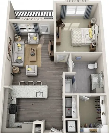 Floor plans are artist's rendering. All dimensions are approximate. Actual product and specifications may vary in dimension or detail. Not all features are available in every apartment. Prices and availability are subject to change. Floor plans are artist